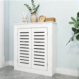 Modern Beyaz Radyatör Kapağı ve 2 Kapılı Ayaklı Dolap, Banyo Rafı, Ahşap Kenarlar, Boyut: U 60 cm x Y 80 cm x D 15 cm