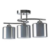 Modern Krom Füme Çift Camlı Dekoratif 3 Lü Sarkıt Avize