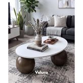 Modern Orta Sehpa & Küre Sehpa & Top Sehpa & MDF Fasulye Beyaz & Amerikan Ceviz