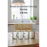 Modern Renkli Borosilikat Çay Bardağı Isıya Dayanıklı Premium Cam