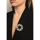 Modex Gümüş Rengi Taşlı Çelenk Broş (5CM)