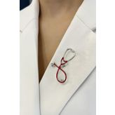 Modex Hemşire-doktor Kırmızı Mineli Seteskop Broş (5CM)