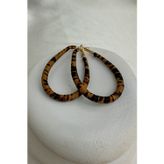 Modex Leopar Desenli Oval Şık Küpe (6cm)