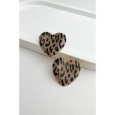 Modex Leopar Kalp Küpe (3cm)