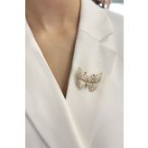 Modex Mineli Taşlı Kelebek Broş (Ölçü:4cm)