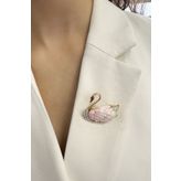 Modex Mineli Taşlı Kuğu Broş (Ölçü:4cm)