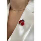 Modex Mineli Taşlı Uğur Böceği Broş (Ölçü:2,5 cm)
