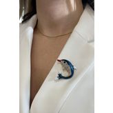 Modex Mineli Taşlı Yunus Balığı Broş (Ölçü:3 cm)