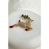 Modex Yılbaşı Özel Mineli Taşlı Sevimli Geyik Broş (6cm)