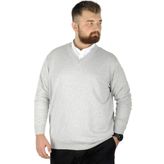 Modexl Büyük Beden Kazak V Yaka 22206 Gri