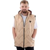ModeXL Mode Xl Erkek Büyük Beden Kapitone Kalın Yelek Cepli Kapüşonlu U24701 Bej - 3XL