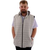 ModeXL Mode Xl Erkek Büyük Beden Şişme Yelek Cepli Çıkarılabilir Kapüşonlu U24703 Bej - 7XL