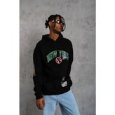Modi Erkek Baskılı Kapüşonlu Sweatshirt - Siyah - XL