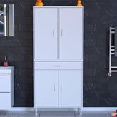 modilayn Afra 80 cm 3 Kapaklı 10 Raflı ve Çekmeceli Çok Amaçlı Banyo Dolabı - Beyaz