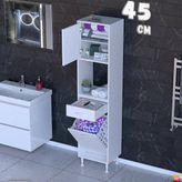 modilayn Arda 45 cm 2 Kapaklı 6 Raflı ve Çekmeceli Çok Amaçlı Banyo Dolabı - Beyaz