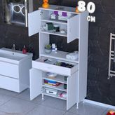 modilayn Arda 80 cm 4 Kapaklı 6 Raflı ve Çekmeceli Çok Amaçlı Banyo Dolabı - Beyaz