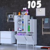 modilayn Ohbe 105 cm Genişlik 160 cm Boy 2 Kirli Sepet ve 3 Kapak Çok Amaçlı Banyo Dolabı - 55 + 45 cm - Beyaz
