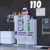 modilayn Ohbe 110 cm Genişlik 160 cm Boy 2 Kirli Sepet ve 3 Kapak Çok Amaçlı Banyo Dolabı - 60 + 45 cm - Beyaz