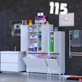 modilayn Ohbe 120 cm Genişlik 160 cm Boy 3 Kirli Sepet ve 3 Kapak Çok Amaçlı Banyo Dolabı - 70 + 45 cm - Beyaz