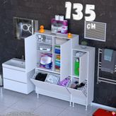 modilayn Ohbe 135 cm Genişlik 160 cm Boy 4 Kirli Sepet ve 3 Kapak Çok Amaçlı Banyo Dolabı - 85 + 45 cm - Beyaz
