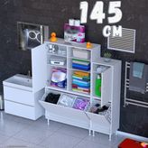 modilayn Ohbe 145 cm Genişlik 160 cm Boy 4 Kirli Sepet ve 2 Kapak Çok Amaçlı Banyo Dolabı - 95 + 45 cm - Beyaz