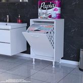 Modilayn Söke 45 X 75 X 32,5 Cm 1 Göz Sepetli Kirli Çamaşır Banyo Dolabı Pratik Çok Foksiyonlu Düzenleyici Dolap