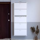 Modilayn VARBİ UMAY' 2 Li Asma Kapı Önü 52x193x25, 5 cm’ lik 5 Düşer Kapak 10 Göz Bölme Ayakkabılık - Beyaz