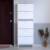 Modilayn Varbi Umay' 2 Li Kapı Önü 72 X193X 25, 5 Cm’ Lik 5 Düşer Kapak 10 Göz Raflı Ayakkabılık - Beyaz