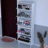 Modilayn VARBİ UMAY' 2 Li Kapı Önü 72x205x26 cm’ lik 5 Düşer Kapak 10 Göz Bölme Ayakkabılık - Beyaz
