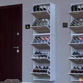 Modilayn Verve Asma Kapı Önü 52x194x26 Cm Lik 3 Düşer Kapak 10 Göz Bölmeli Ayakkabılık Meşe - Beyaz