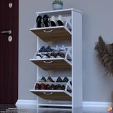 Modilayn West Antre 52x116x 26 Cm Lik 3 Düşer Kapak 6 Göz Bölmeli Ayakkabılık Meşe - Beyaz