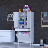 modilayn Yeni Afra 80 cm 4 Kapaklı 10 Raflı ve Çekmeceli Çok Amaçlı Banyo Dolabı - Beyaz