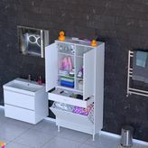 Modilayn Yeni Afra 80X173x32,5 Cm' Lik 1 Çekmece, 2 Göz Sepet, 2 Kapak, 6 Raf Dar Alan Banyo Dolabı