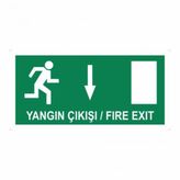 Modülerteknik Yangın Çıkışı Fire Exit Aşağı 10x25 cm Uyarı Levhası