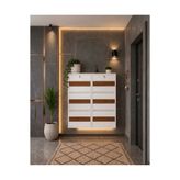 Moemi 3+3 AHŞAP DESENLİ KİLİTLİ BEYAZ METAL AYAKKABILIK 12 ÇİFT