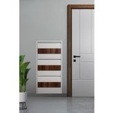 Moemi Metal Ayakkabılık 3'LÜ BEYAZ - CEVİZ Ahşap Kaplamalı Ayakkabılık