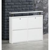 Moemi Metal Ayakkabılık Tablalı (2 +2) 4'lü Kilitli Beyaz Modern Tasarım Metal Malzeme 4 Raflı Düzenli Depolama - 010 - Beyaz