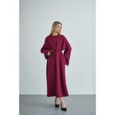 Molly Nelly Kadın Oversize Basic Penye Elbise - 1 - Bordo