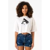 Monogatari Anime Suruga Monkey Symbol Beyaz Kırçıllı Kadın Crop Tshirt