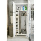 MONTENERO Büyük Boy Banyo Dolabı 4 Kapaklı Süpürgelik Kova Paspas Beyaz 80x205 Cm
