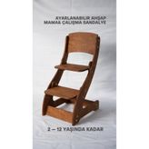Montessori Buyuyen ahşap mama sandalye kestane renk