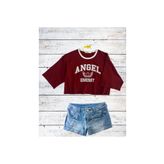 Mood Lab Angel Baskılı Oversize Crop Tişört