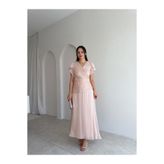 Mooi Butik WHİTNEY Maxi Elbise 6571 - Krem