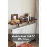 Moola Montajsız Petek Üstü Uçan Raf Dresuar – Kalorifer Peteği Üstü Ahşap Kitaplık Raf 80 x 18 CM