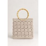 Moom Bag Bej Bambu Oval Kulp Detay Dokuma El Çantası
