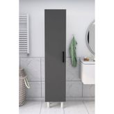 Moonlife 5 Raflı Beyaz Antrasit Banyo Boy Dolabı