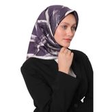 Mor Fırça İzi Desen Twill İpek Eşarp