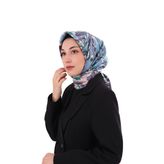 Mor Flower Desen Twill İpek Eşarp
