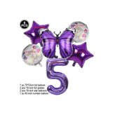 Mor Kelebek Mor Rakam Folyo Balon Set, 5