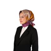 Mor Orkide Desen Twill İpek Eşarp